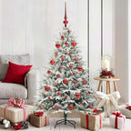 vidaXL Künstlicher vorbeleuchteter Weihnachtsbaum mit Kugelset Grün