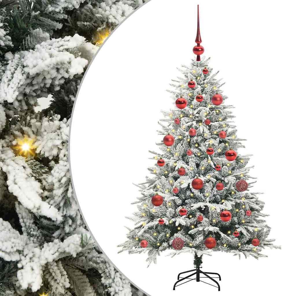 vidaXL Künstlicher vorbeleuchteter Weihnachtsbaum mit Kugelset Grün