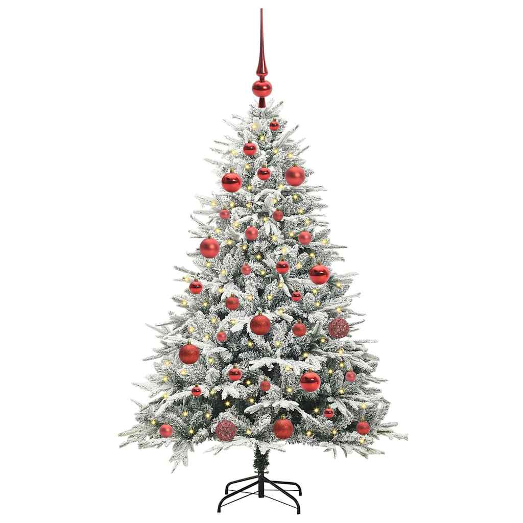 vidaXL Künstlicher vorbeleuchteter Weihnachtsbaum mit Kugelset Grün