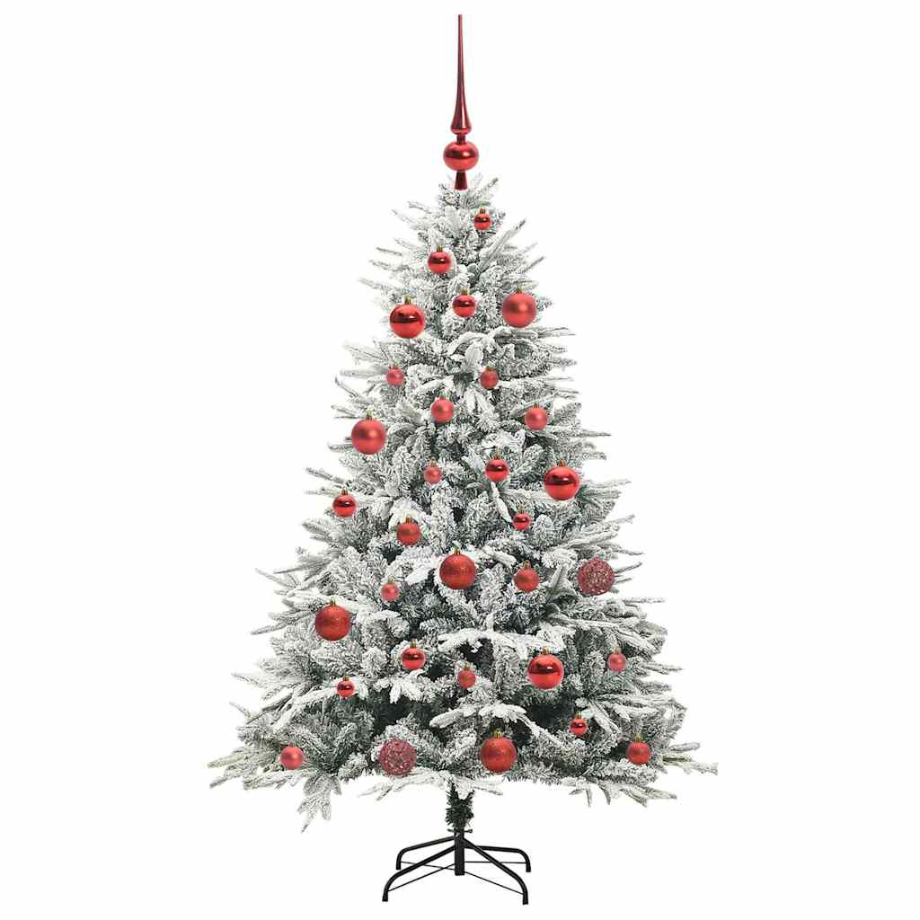 vidaXL Künstlicher vorbeleuchteter Weihnachtsbaum mit Kugelset Grün