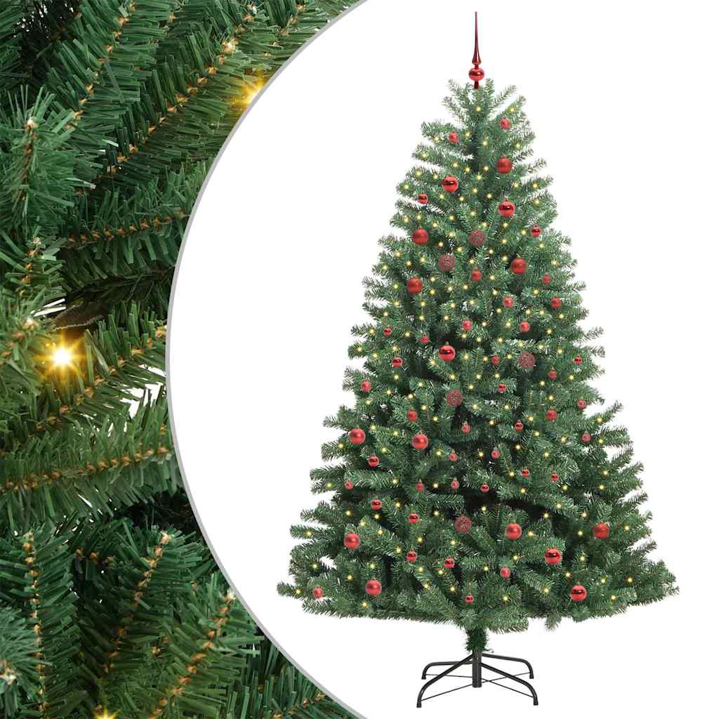 vidaXL Künstlicher klappbarer Weihnachtsbaum mit 300 LEDs Grün 210 cm