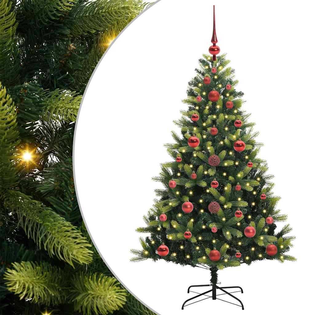 vidaXL Künstlicher geflammter Weihnachtsbaum 150 LEDs Grün 120 cm