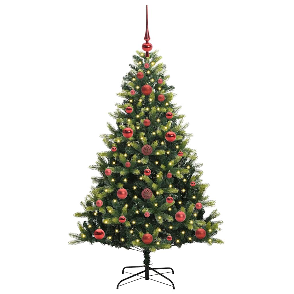 vidaXL Künstlicher geflammter Weihnachtsbaum 150 LEDs Grün 120 cm