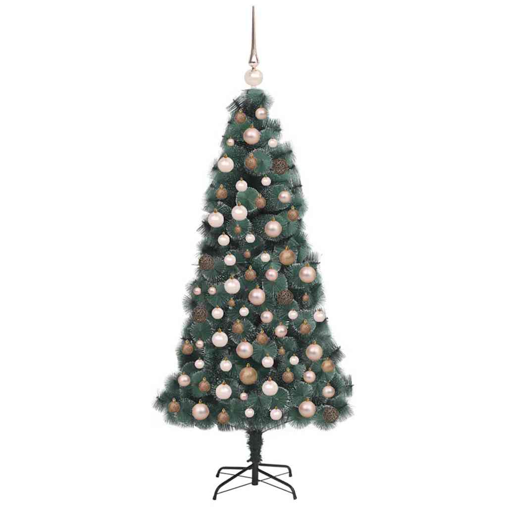 vidaXL Künstlicher beleuchteter Weihnachtsbaum mit Kugel-Set 120 cm