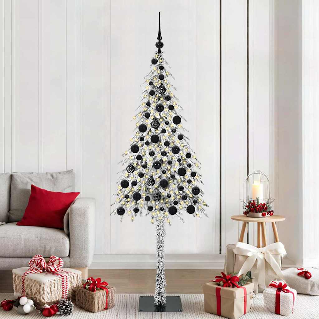 vidaXL Weihnachtsbaum mit 300 LEDs Weiß 180 cm PE und Stahl