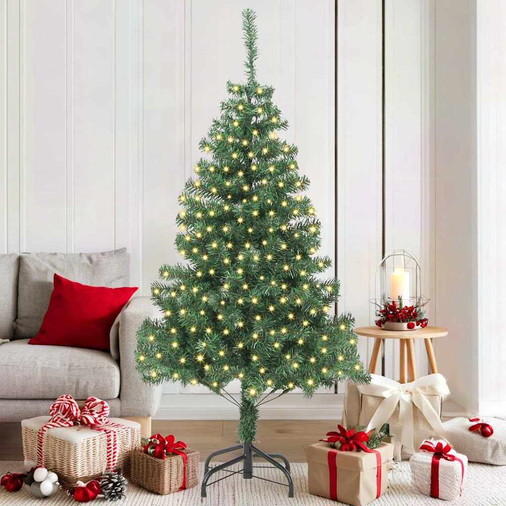 vidaXL Weihnachtsbaum mit 300 LEDs mit Ständer Grün 180 cm PVC