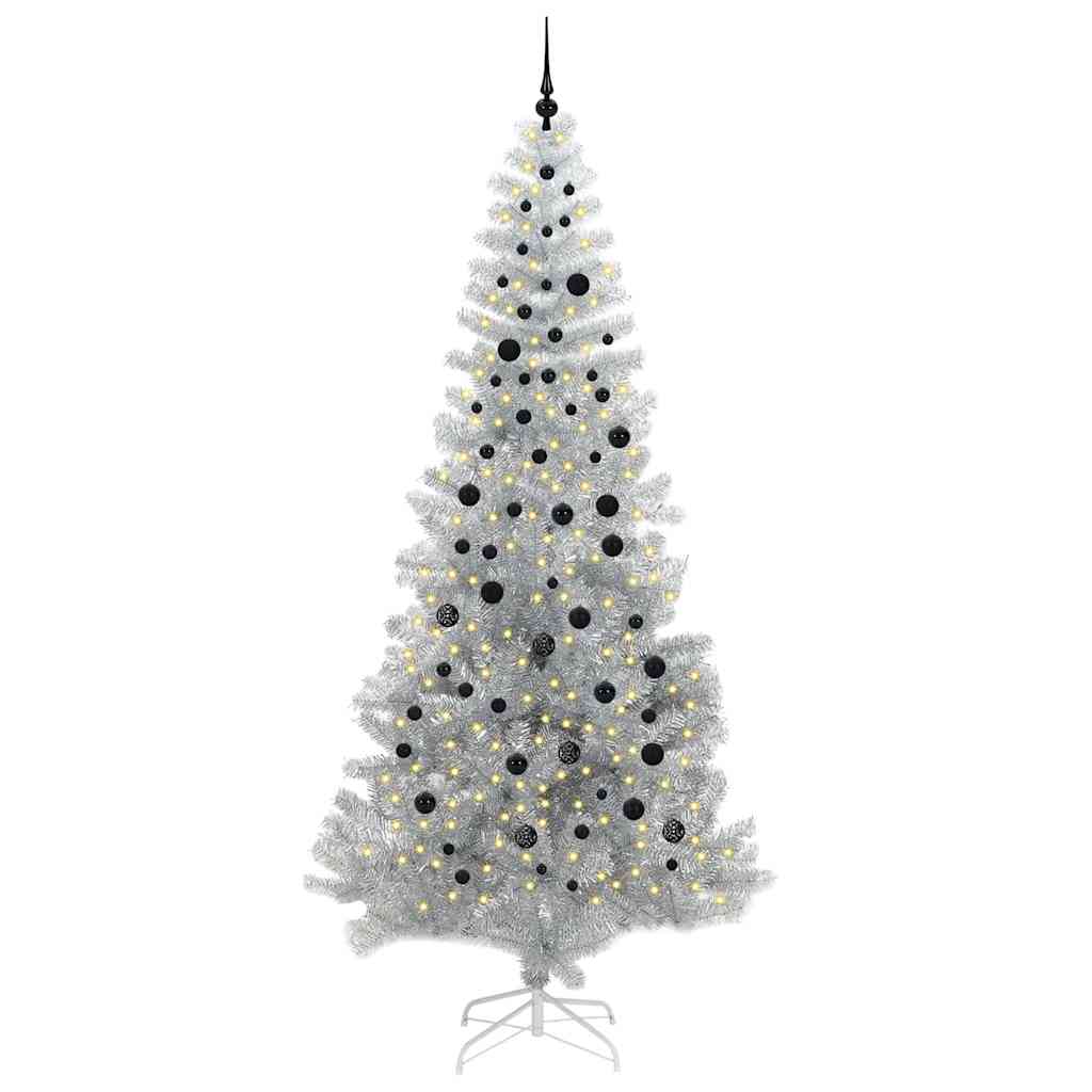vidaXL Weihnachtsbaum mit 300 LEDs mit Ständer Silber 240 cm PET