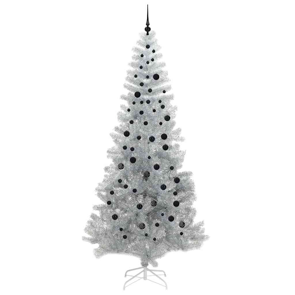 vidaXL Weihnachtsbaum mit 300 LEDs mit Ständer Silber 240 cm PET