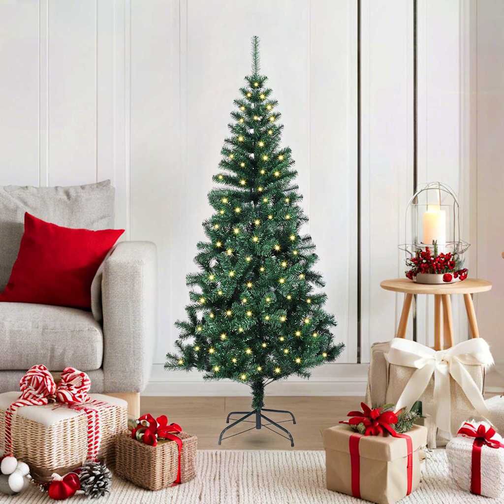 vidaXL Künstlicher vorbeleuchteter Weihnachtsbaum Grün 120 cm
