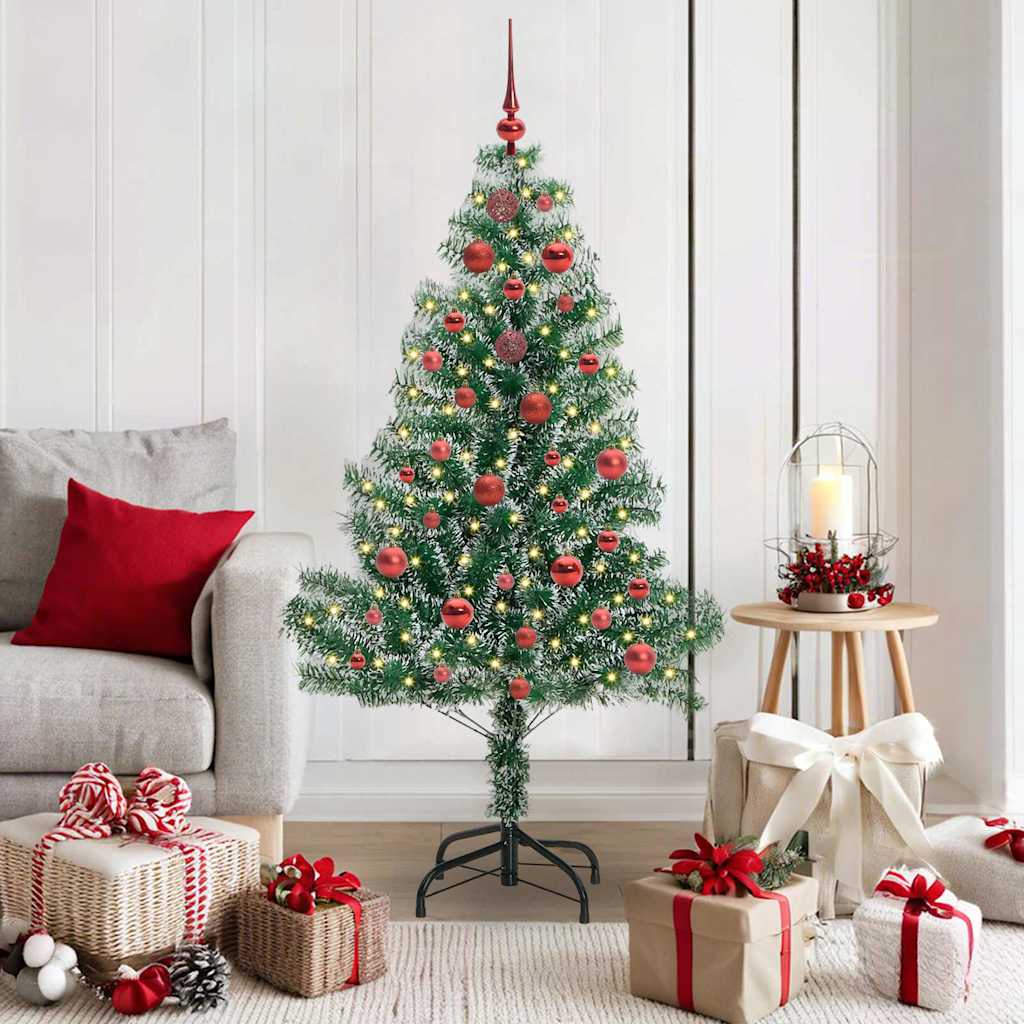 vidaXL Künstlicher Weihnachtsbaum beschneit mit LED Licht 150 cm