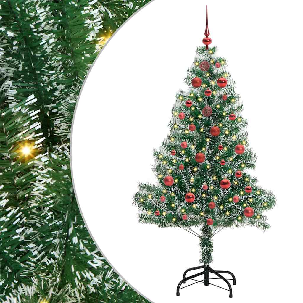 vidaXL Künstlicher Weihnachtsbaum beschneit mit LED Licht 150 cm