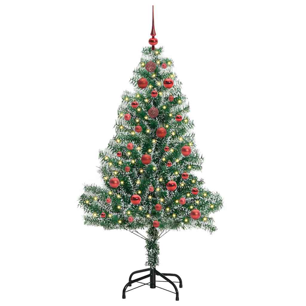 vidaXL Künstlicher Weihnachtsbaum beschneit mit LED Licht 150 cm