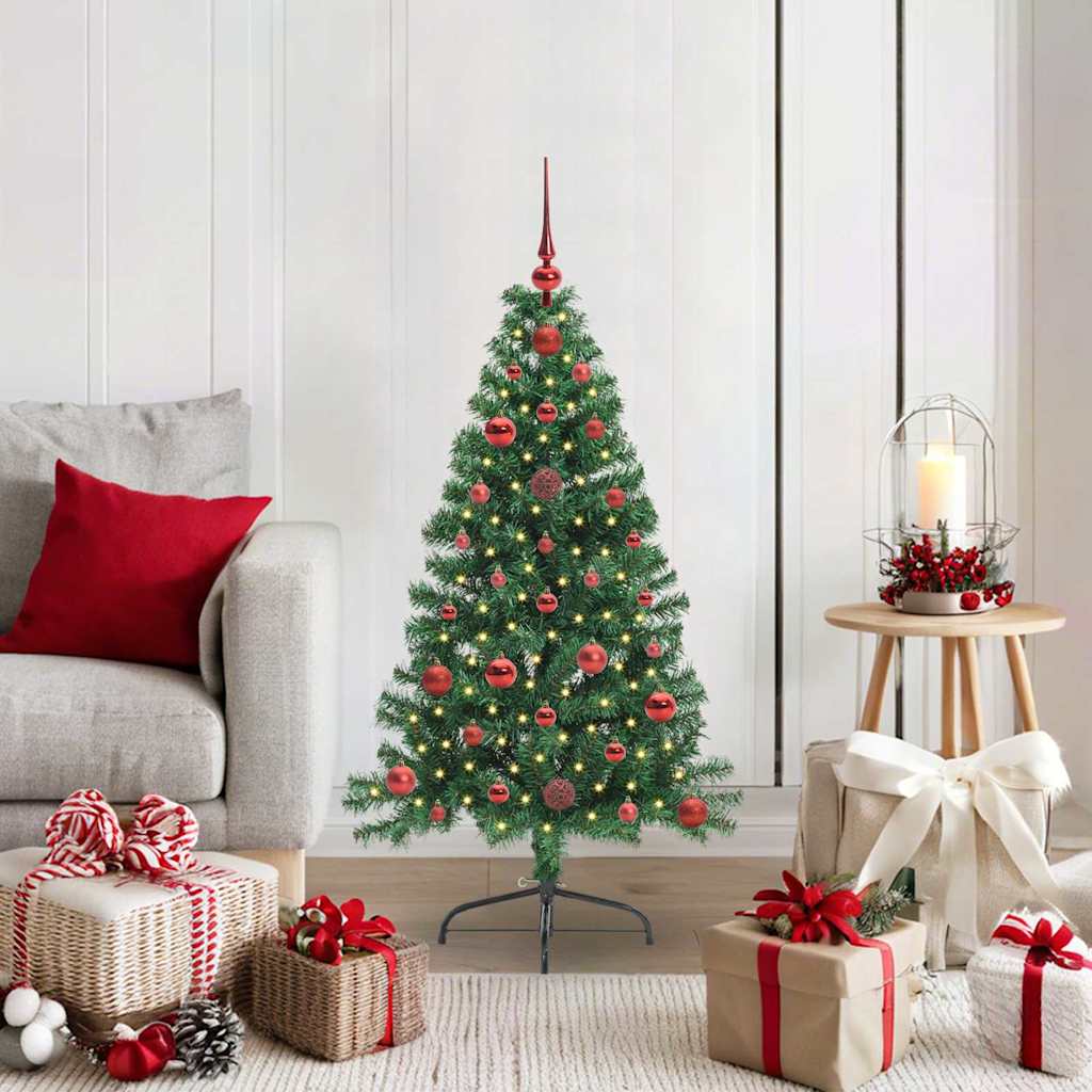 vidaXL Künstlicher vorbeleuchteter Weihnachtsbaum Grün 120 cm PVC