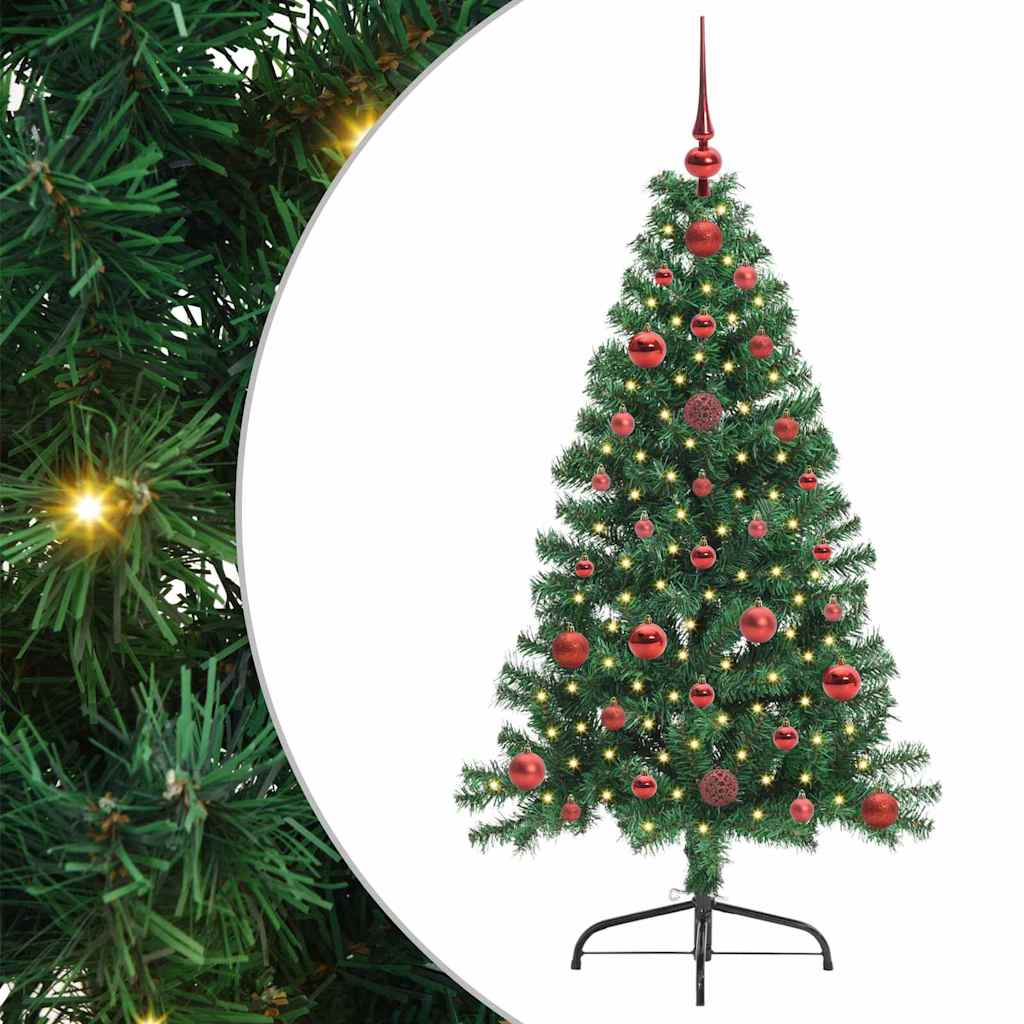 vidaXL Künstlicher vorbeleuchteter Weihnachtsbaum Grün 120 cm PVC