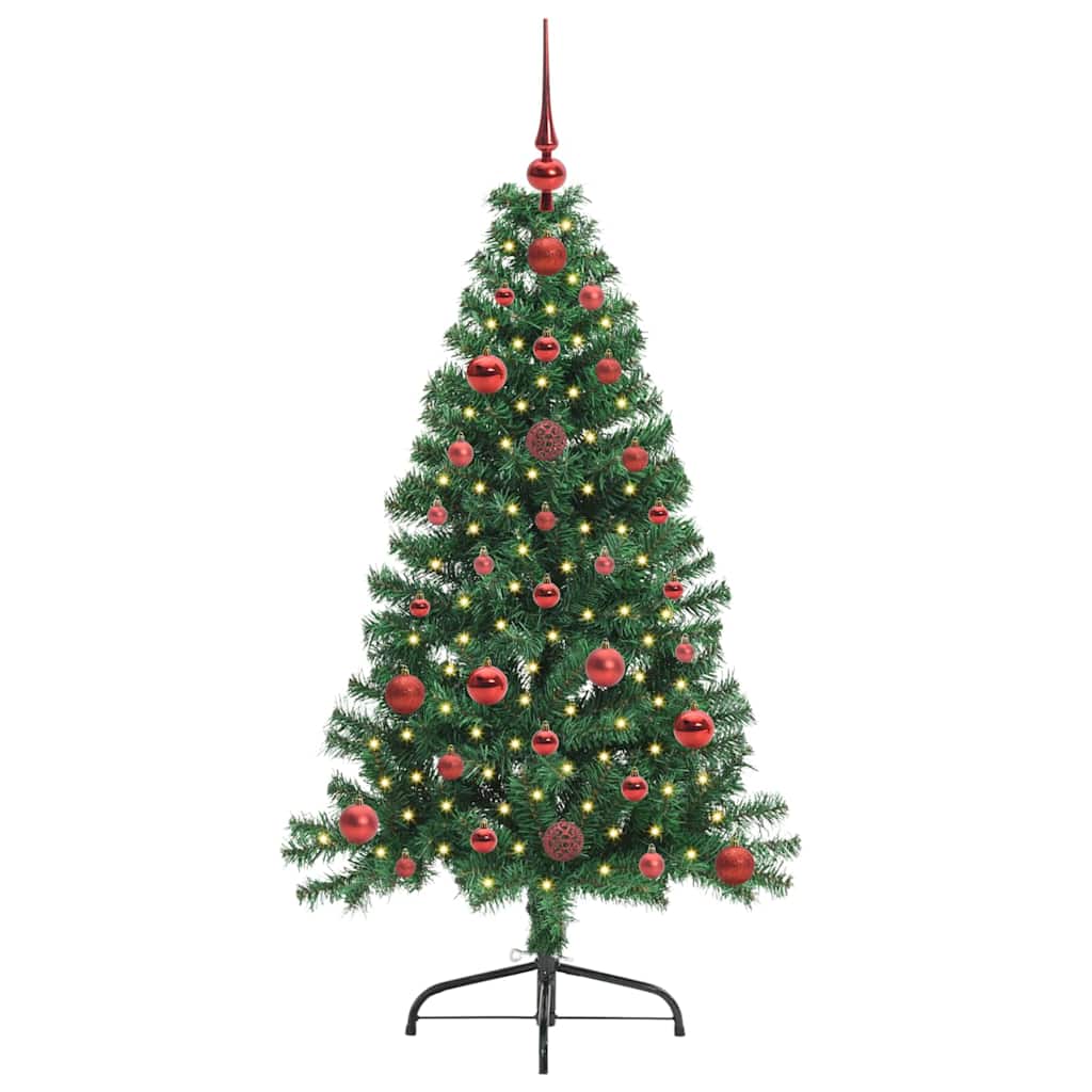 vidaXL Künstlicher vorbeleuchteter Weihnachtsbaum Grün 120 cm PVC