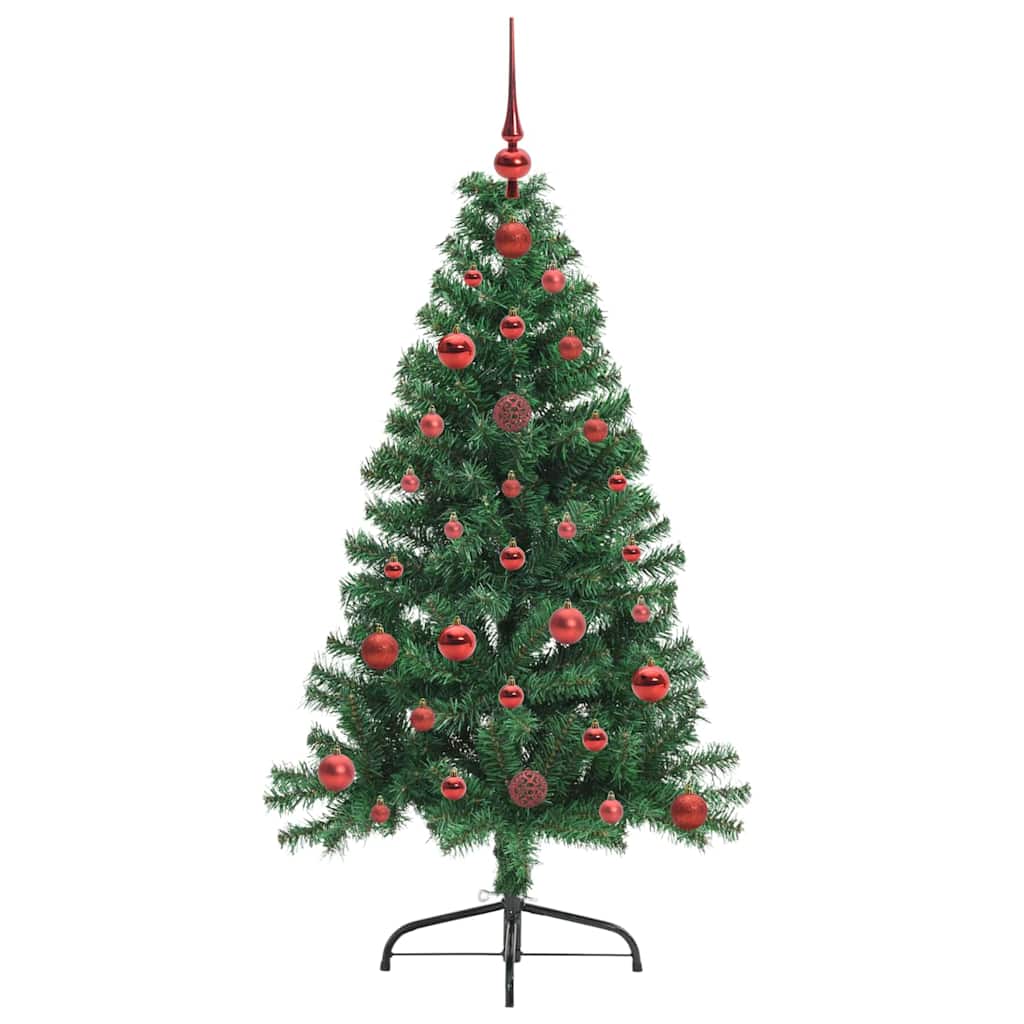 vidaXL Künstlicher vorbeleuchteter Weihnachtsbaum Grün 120 cm PVC