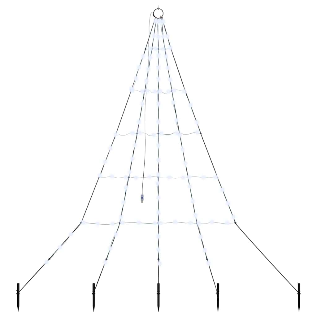 vidaXL LED Weihnachtsbaum mit Erdspießen Kaltweiß 182 cm Metall