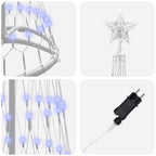 vidaXL LED-Weihnachtsbaum mit 230 LEDs Blau 51 x 51 x 190 cm Metall