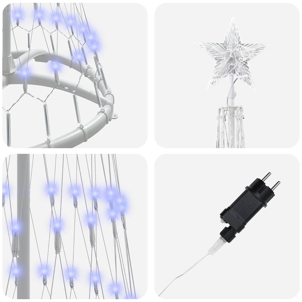 vidaXL LED-Weihnachtsbaum mit 230 LEDs Blau 51 x 51 x 190 cm Metall