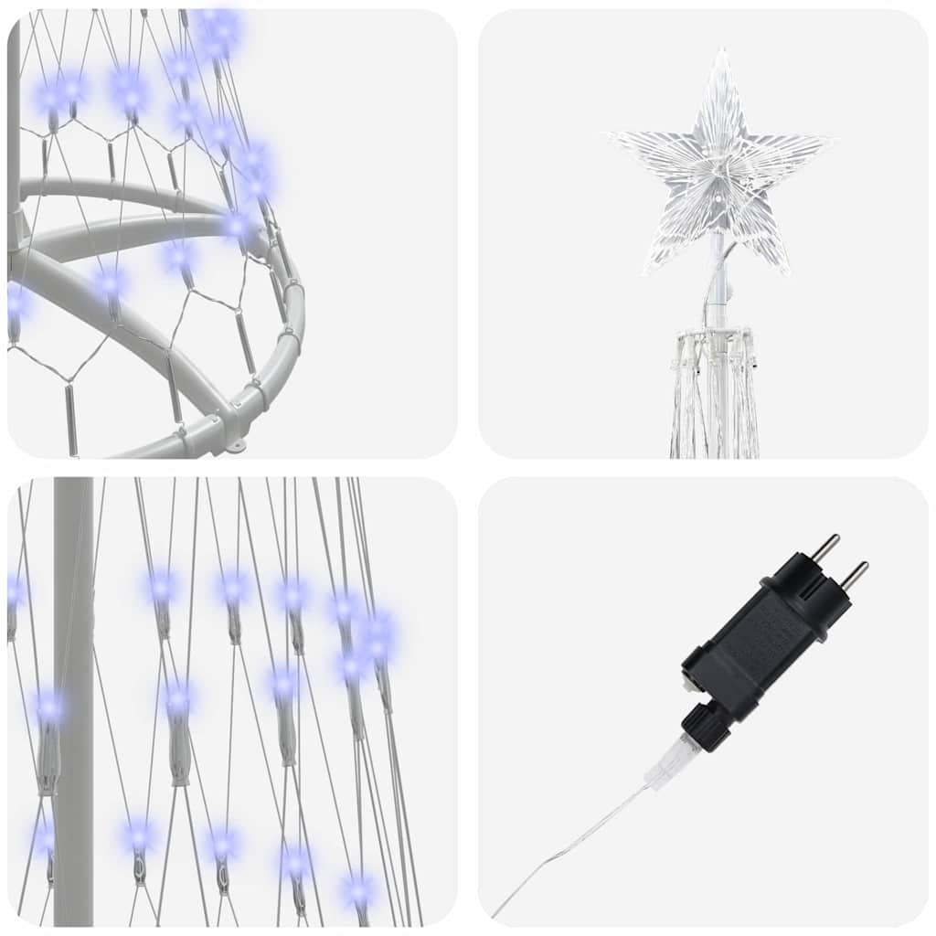 vidaXL LED-Weihnachtsbaum mit 290 LEDs mit Ständer Blau 250 cm Metall