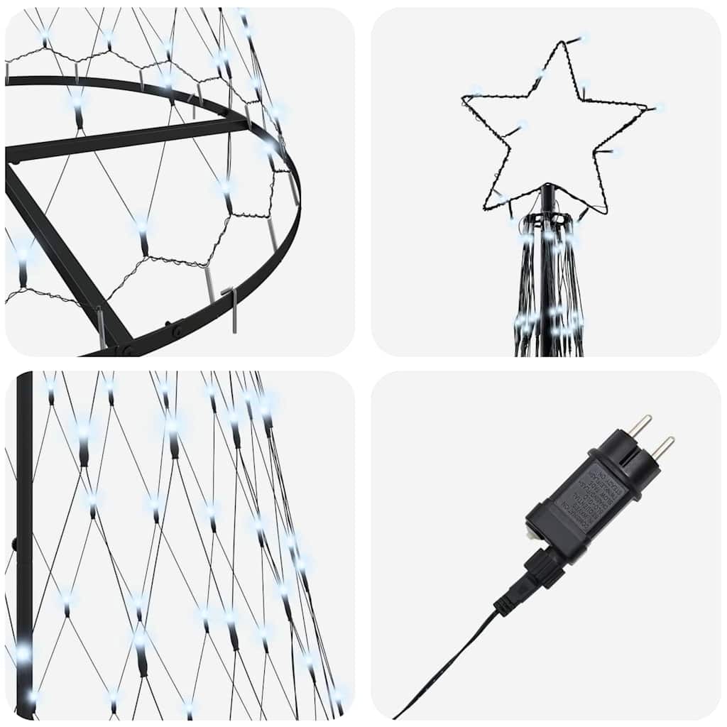 vidaXL LED-Weihnachtsbaum mit 295 LEDs Kaltweiß 250 cm Metall