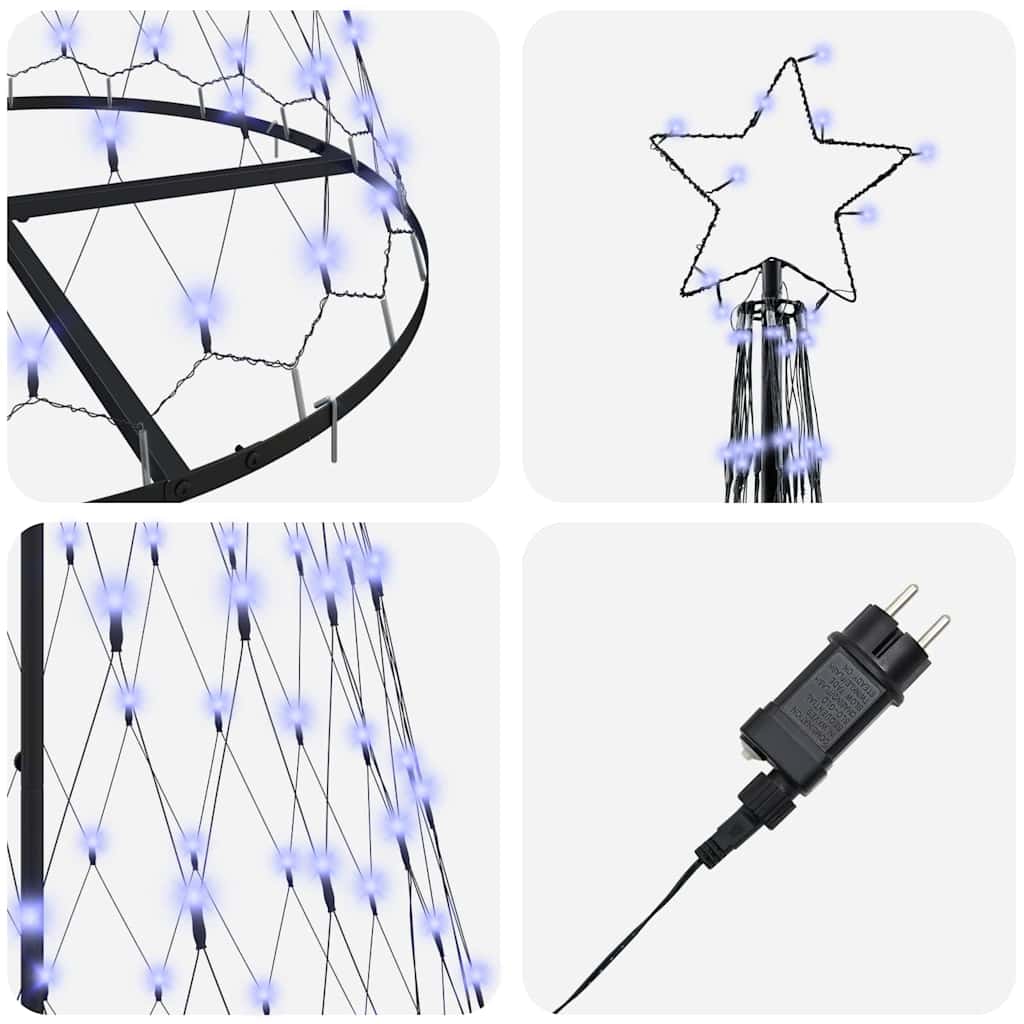 vidaXL LED-Weihnachtsbaum mit 295 LEDs mit Ständer Blau 250 cm Metall