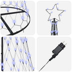 vidaXL LED-Weihnachtsbaum mit 295 LEDs mit Ständer Blau 250 cm Metall