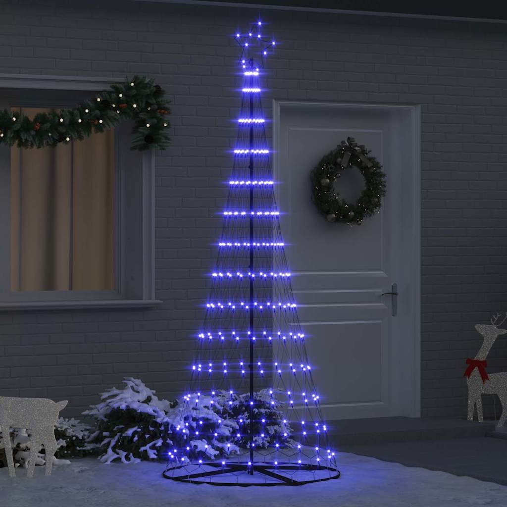 vidaXL LED-Weihnachtsbaum mit 295 LEDs mit Ständer Blau 250 cm Metall