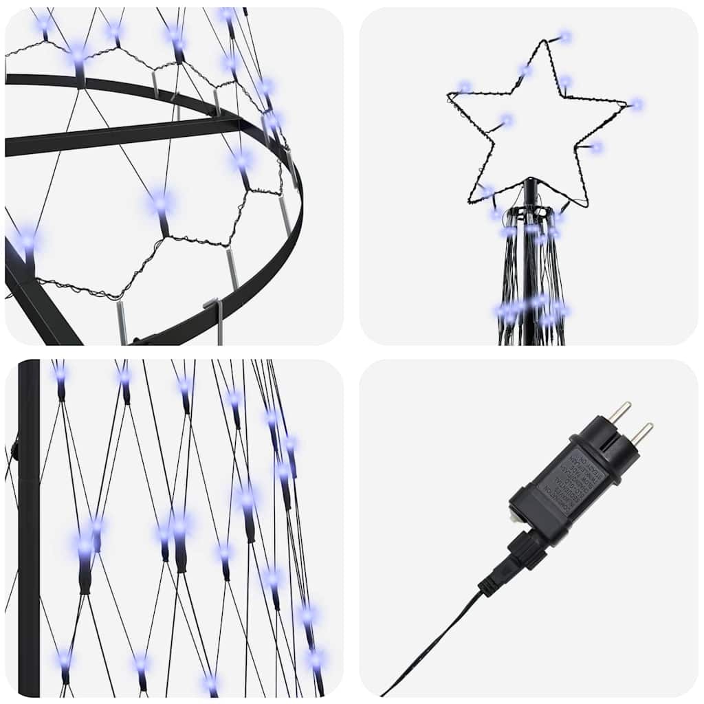 vidaXL LED-Weihnachtsbaum mit 355 LEDs Blau 302,5 cm Metall