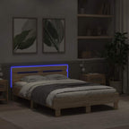 vidaXL Bettrahmen mit LED Sonoma 137 x 190 cm Holzwerkstoff