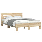 vidaXL Bettrahmen mit LED Sonoma 137 x 190 cm Holzwerkstoff