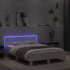 vidaXL Bettrahmen mit LED mit Kopfteil Weiß 137 x 190 cm Holzwerkstoff