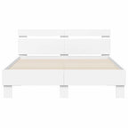 vidaXL Bettrahmen mit LED mit Kopfteil Weiß 137 x 190 cm Holzwerkstoff
