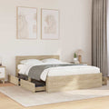 vidaXL Bettrahmen mit Kopfteil 2 pcs Sonoma 137 x 188 cm Holzwerkstoff