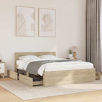 vidaXL Bettrahmen mit Kopfteil 2 pcs Sonoma 137 x 188 cm Holzwerkstoff