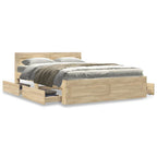 vidaXL Bettrahmen mit Kopfteil 2 pcs Sonoma 137 x 188 cm Holzwerkstoff