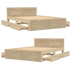 vidaXL Bettrahmen mit Kopfteil 2 pcs Sonoma 137 x 188 cm Holzwerkstoff