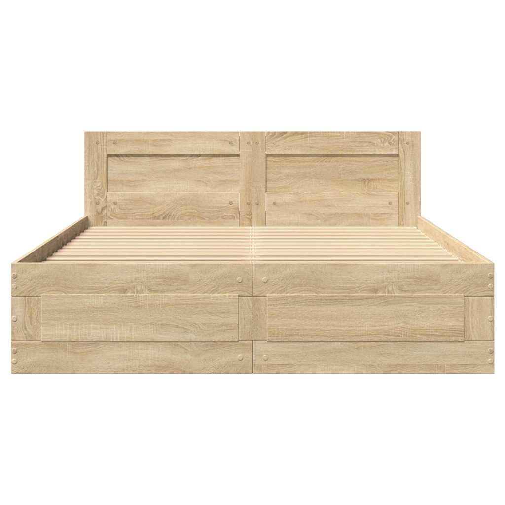 vidaXL Bettrahmen mit Kopfteil 2 pcs Sonoma 137 x 188 cm Holzwerkstoff