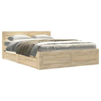 vidaXL Bettrahmen mit Kopfteil 2 pcs Sonoma 137 x 188 cm Holzwerkstoff