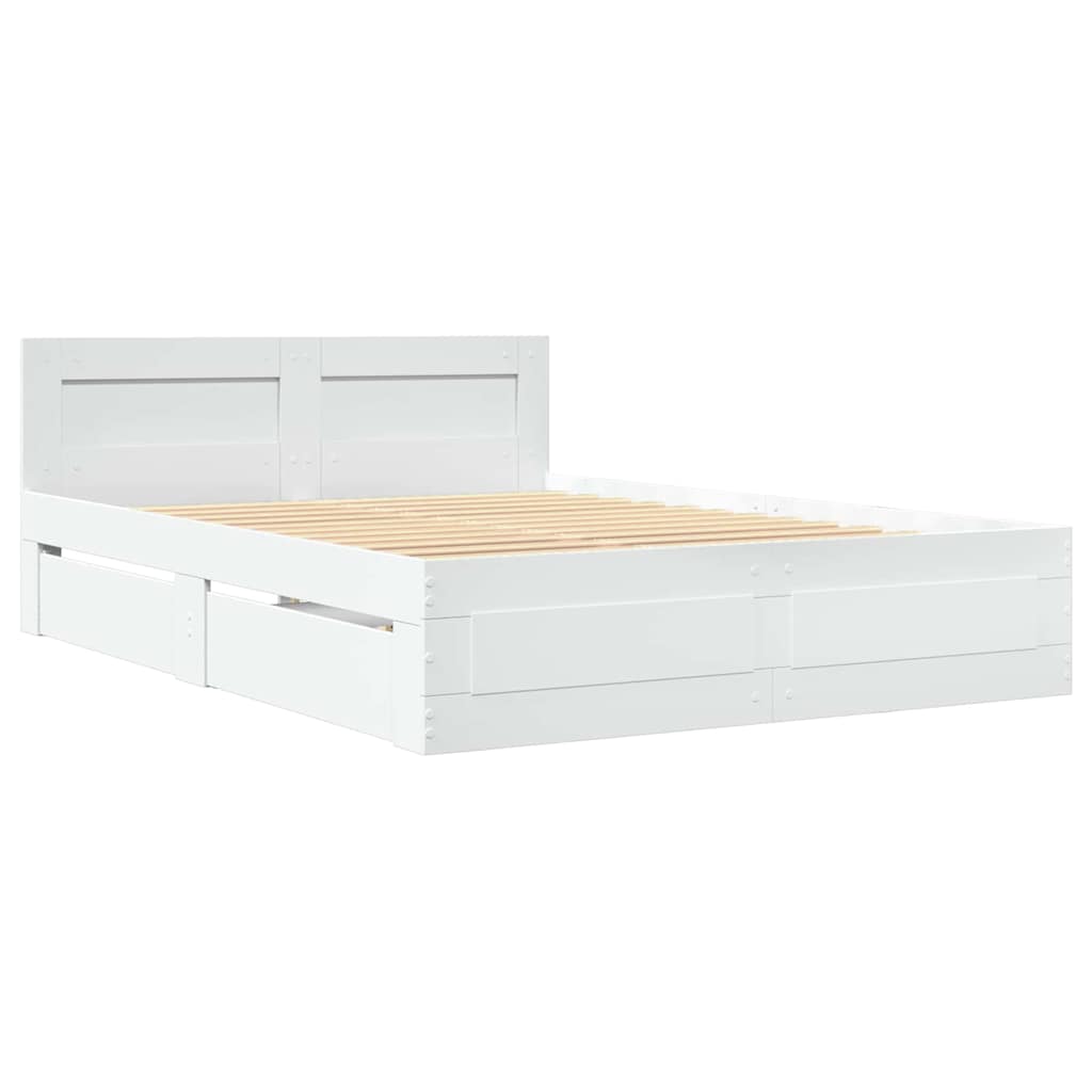 vidaXL Bettrahmen mit Kopfteil 2 pcs Weiß 137 x 188 cm Holzwerkstoff