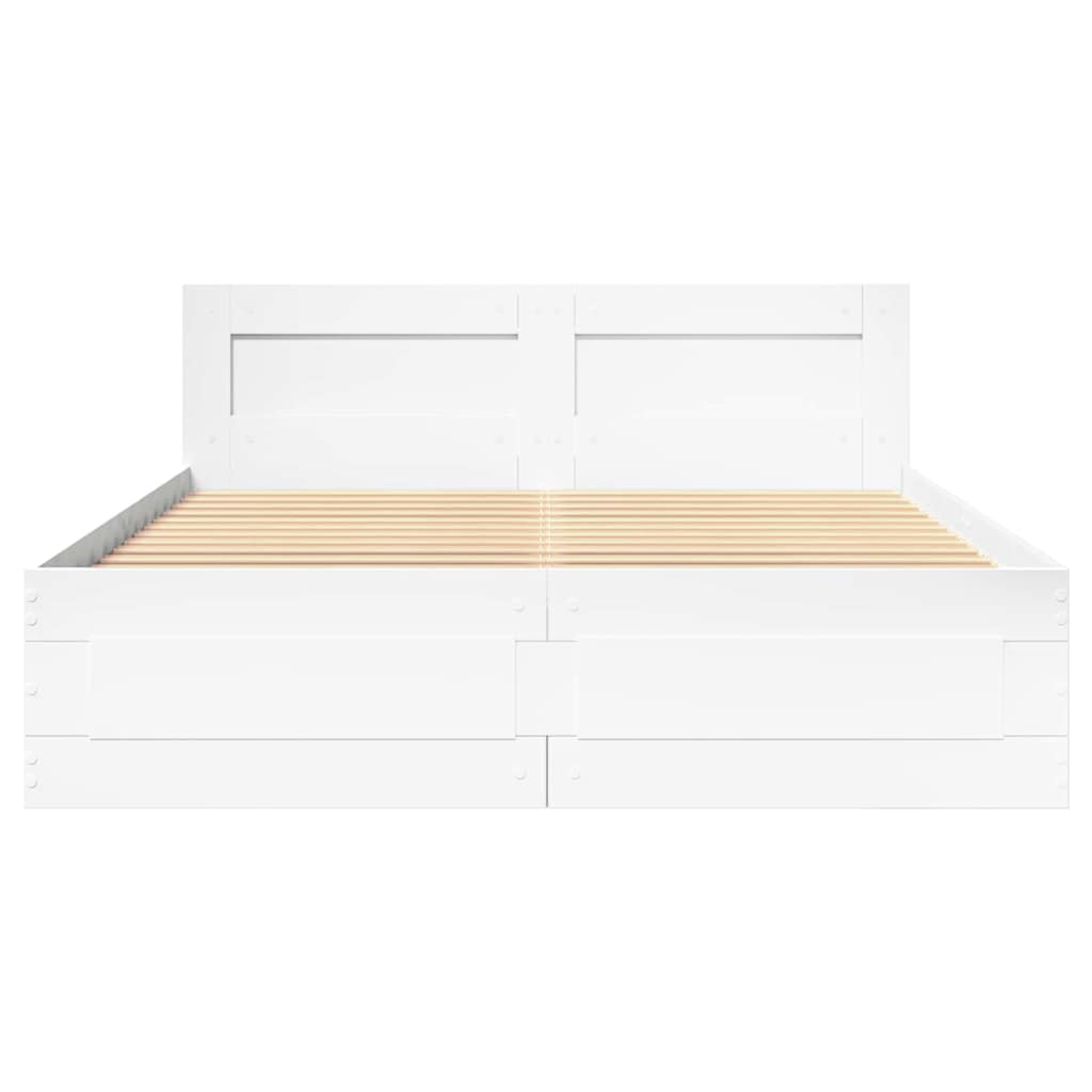 vidaXL Bettrahmen mit Kopfteil 2 pcs Weiß 137 x 188 cm Holzwerkstoff