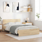 vidaXL Bettrahmen mit Kopfteil Sonoma 137 x 190 cm Holzwerkstoff