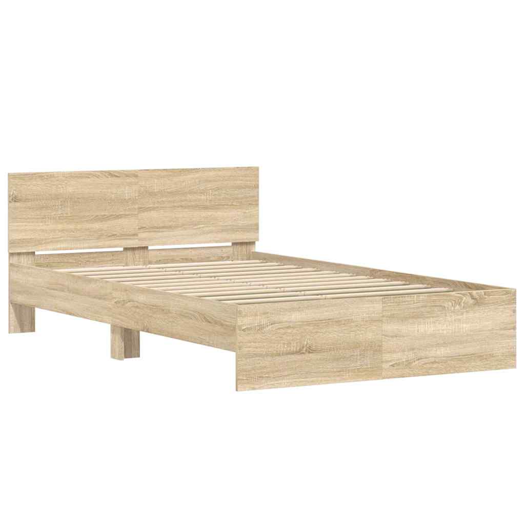 vidaXL Bettrahmen mit Kopfteil Sonoma 137 x 190 cm Holzwerkstoff