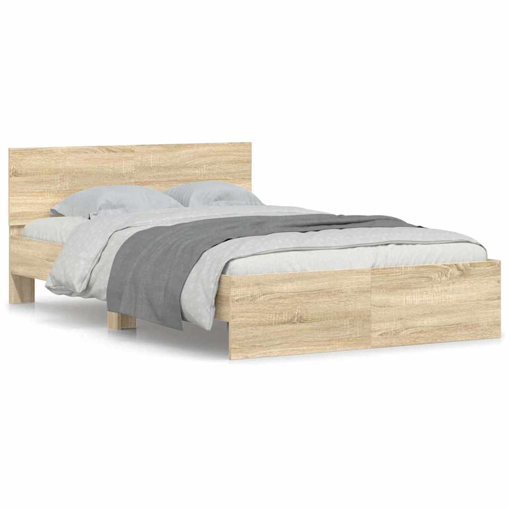 vidaXL Bettrahmen mit Kopfteil Sonoma 137 x 190 cm Holzwerkstoff