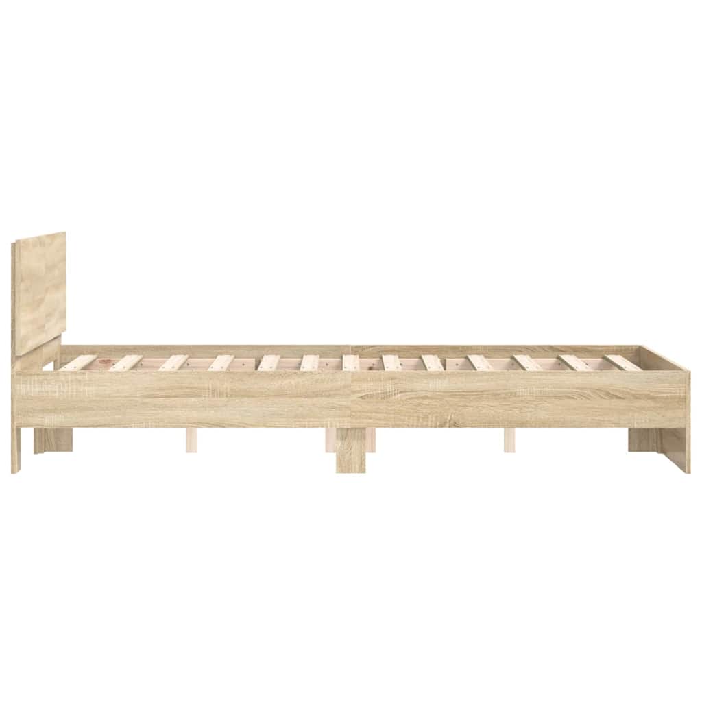 vidaXL Bettrahmen mit Kopfteil Sonoma 137 x 190 cm Holzwerkstoff