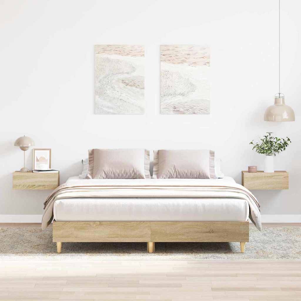 vidaXL Bettrahmen 2 pcs Sonoma 152 x 203 cm Holzwerkstoff