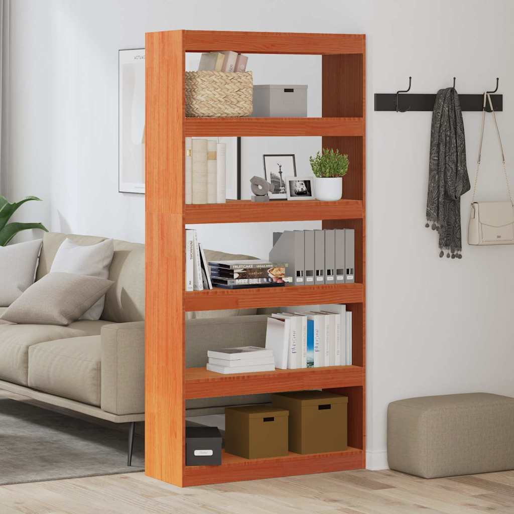 vidaXL Bücherregal Wachsbraun 80 x 30 x 167,5 cm Massives Kiefernholz