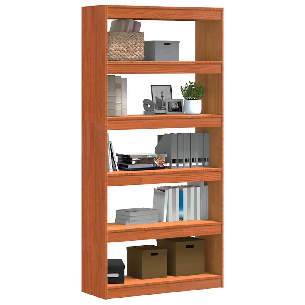 vidaXL Bücherregal Wachsbraun 80 x 30 x 167,5 cm Massives Kiefernholz