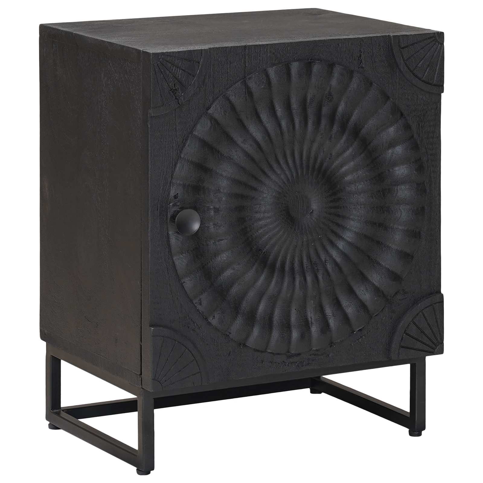 vidaXL Handgefertigter Nachttisch Schwarz 40 x 30 x 50 cm