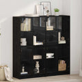 vidaXL Highboard 2 pcs Schwarz Eichen-Optik 68 x 37 x 142 cm